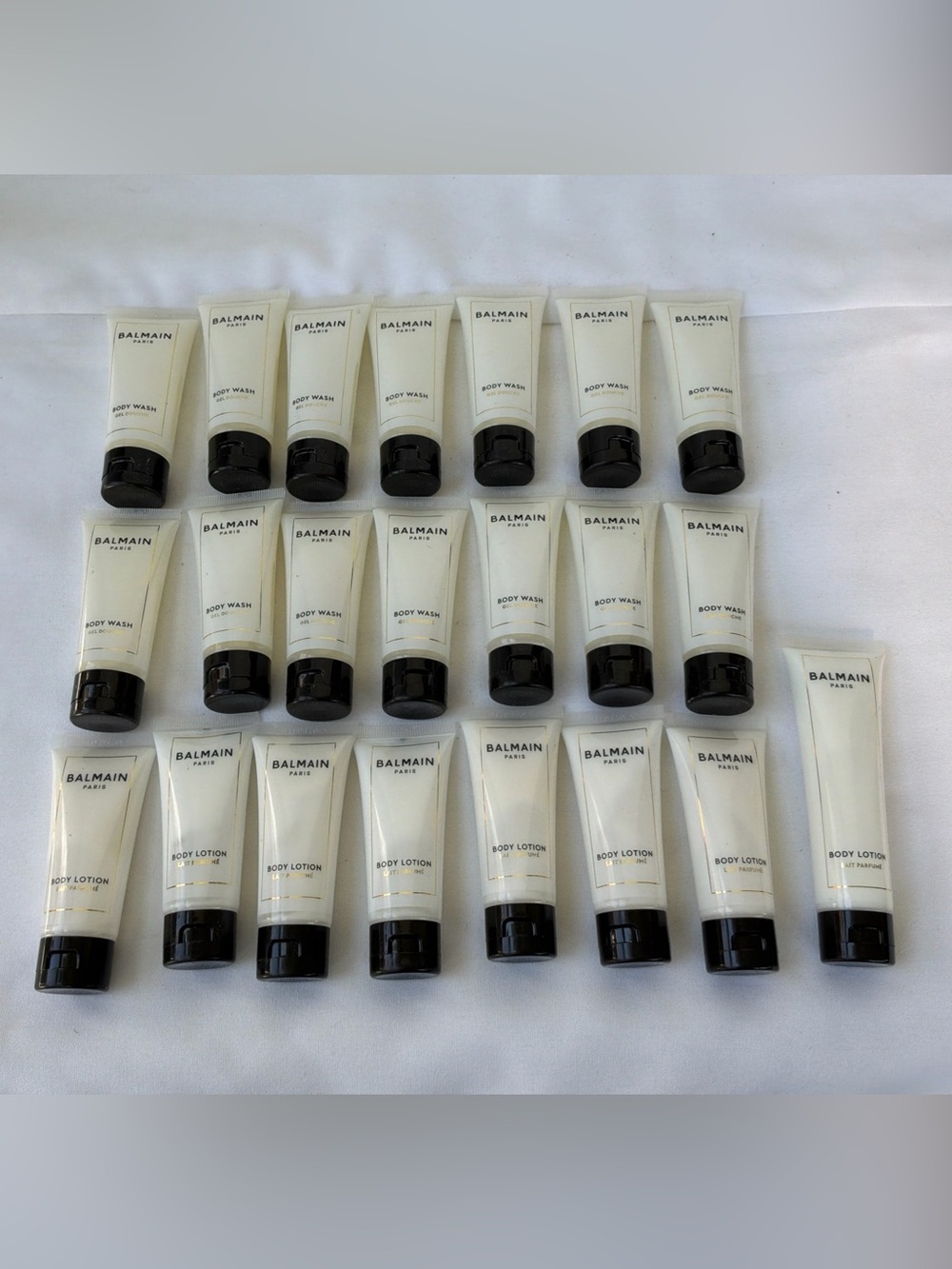 Lot of 22 BALMAIN PARIS Body Wash-14 Body Lotion-8 Travel Size 1.2 Oz  Expired
